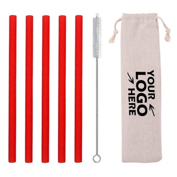 Straight Silicone Straws Set